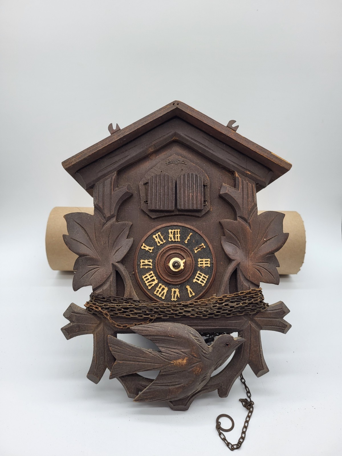 Vintage HECO German Musical Cuckoo Clock Vienna Life Waltz 1 Day Carved Wood