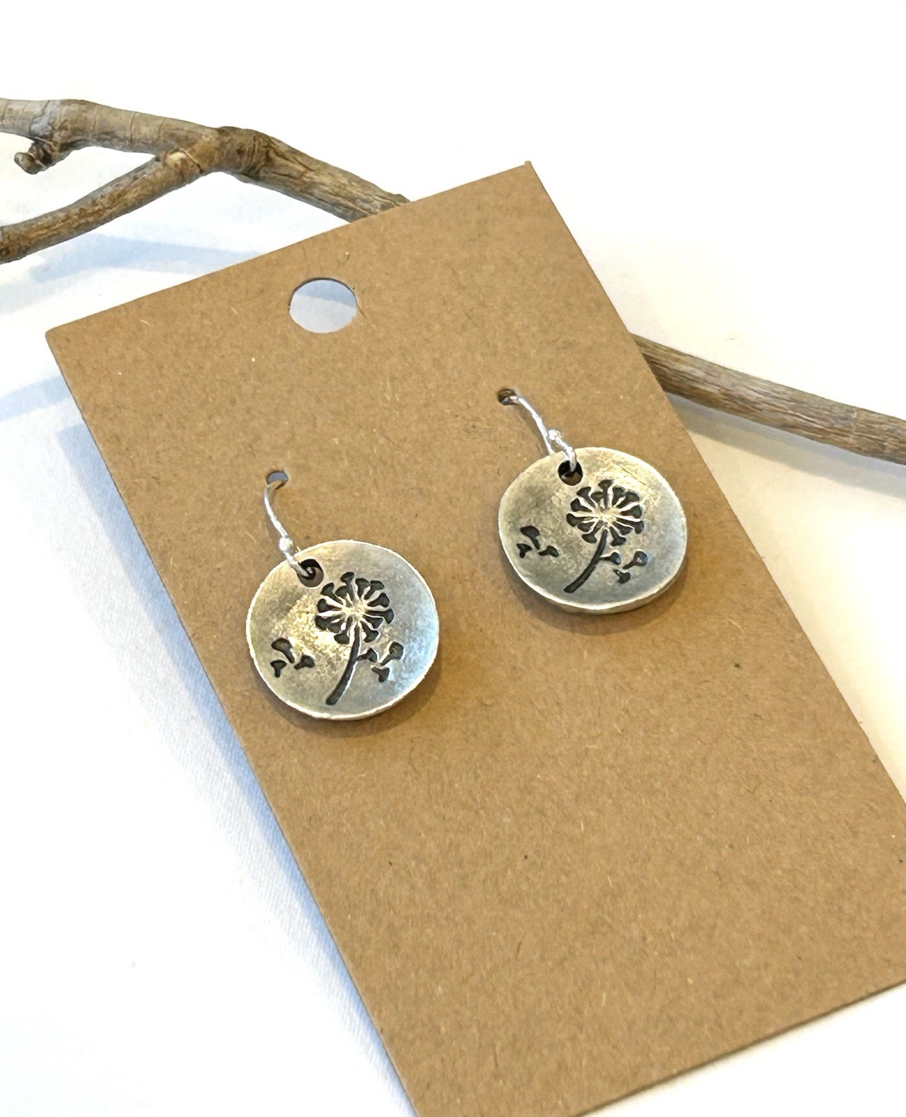 Dandelion Flower Charm SS Earrings Sundance Treasures Jewelry