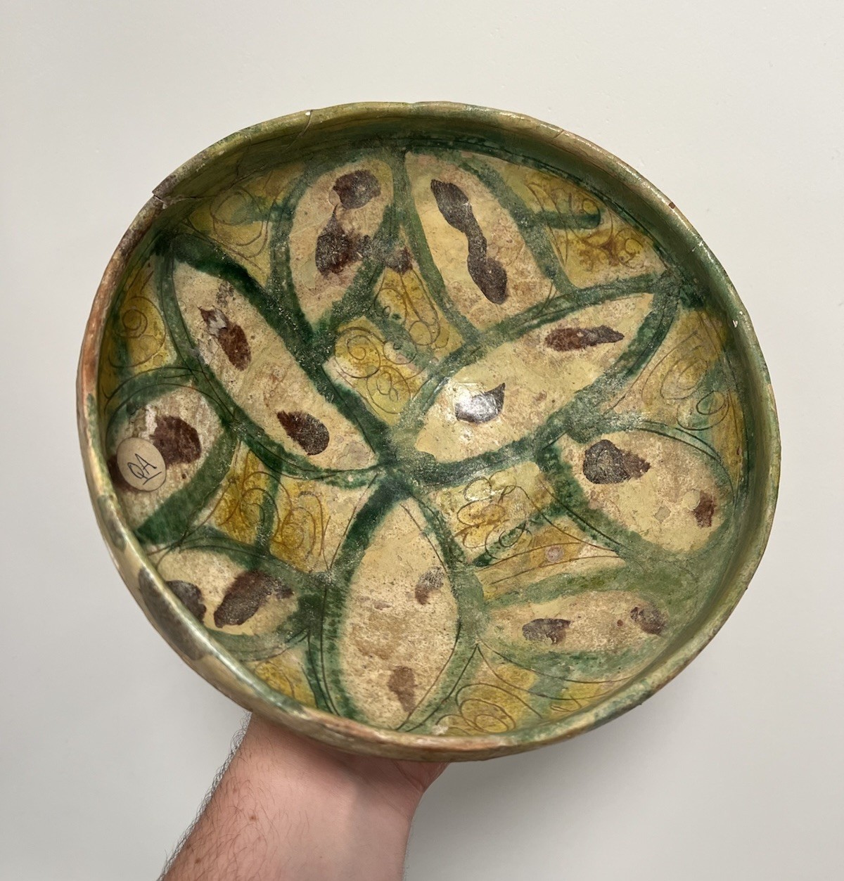 Medieval Islamic Splashware Sgraffito Ceramic Bowl Nishapur 9-10th Century  A.D.