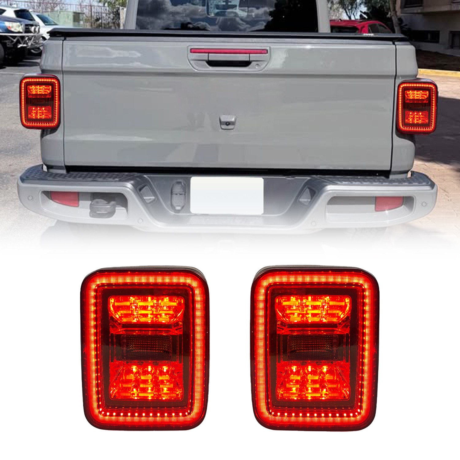 2X Smoked LED Taillights w/Brake Reverse Turn Signal For 20+ Jeep Gladiator JT