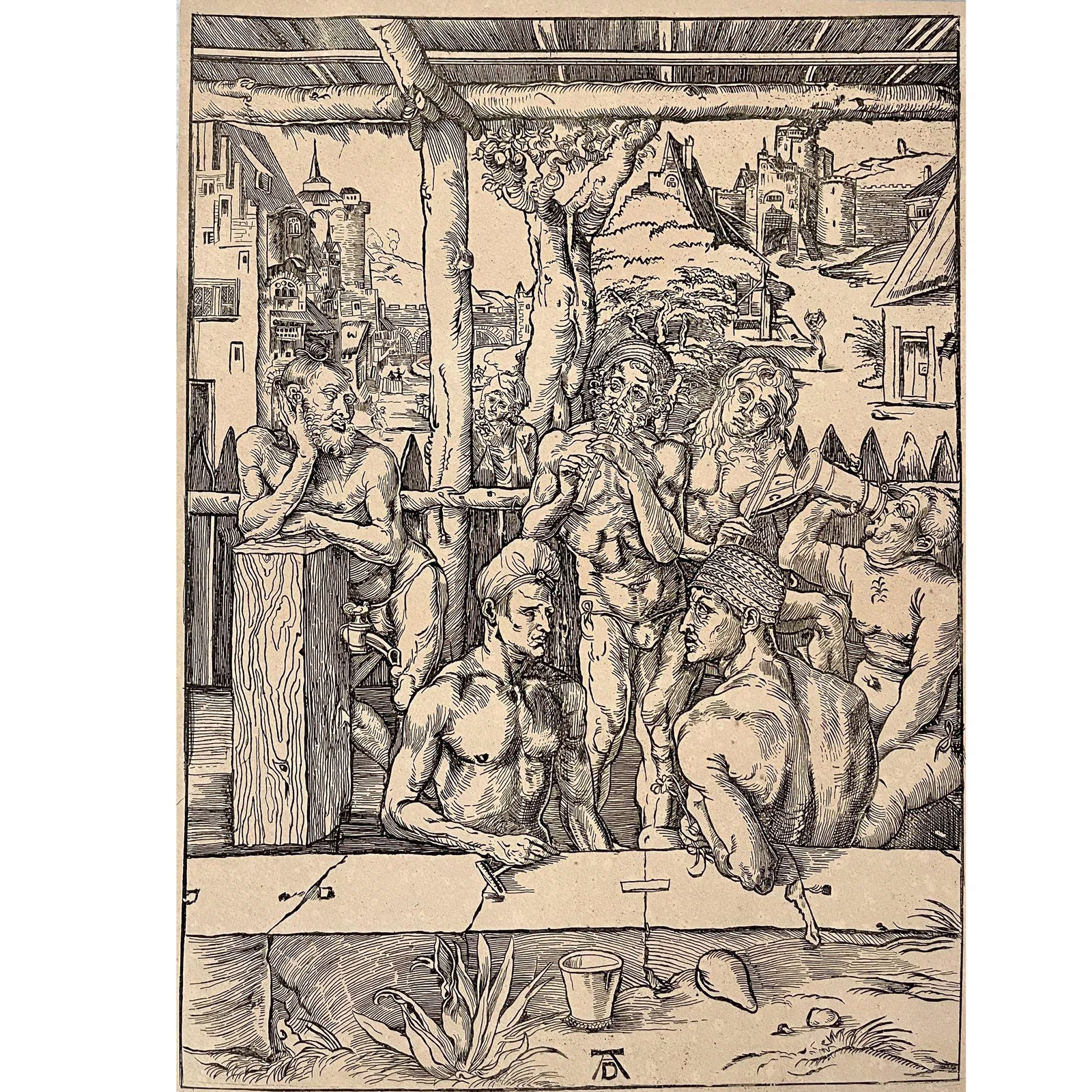 Albrecht Dürer woodcut - Men's bath - Christian art