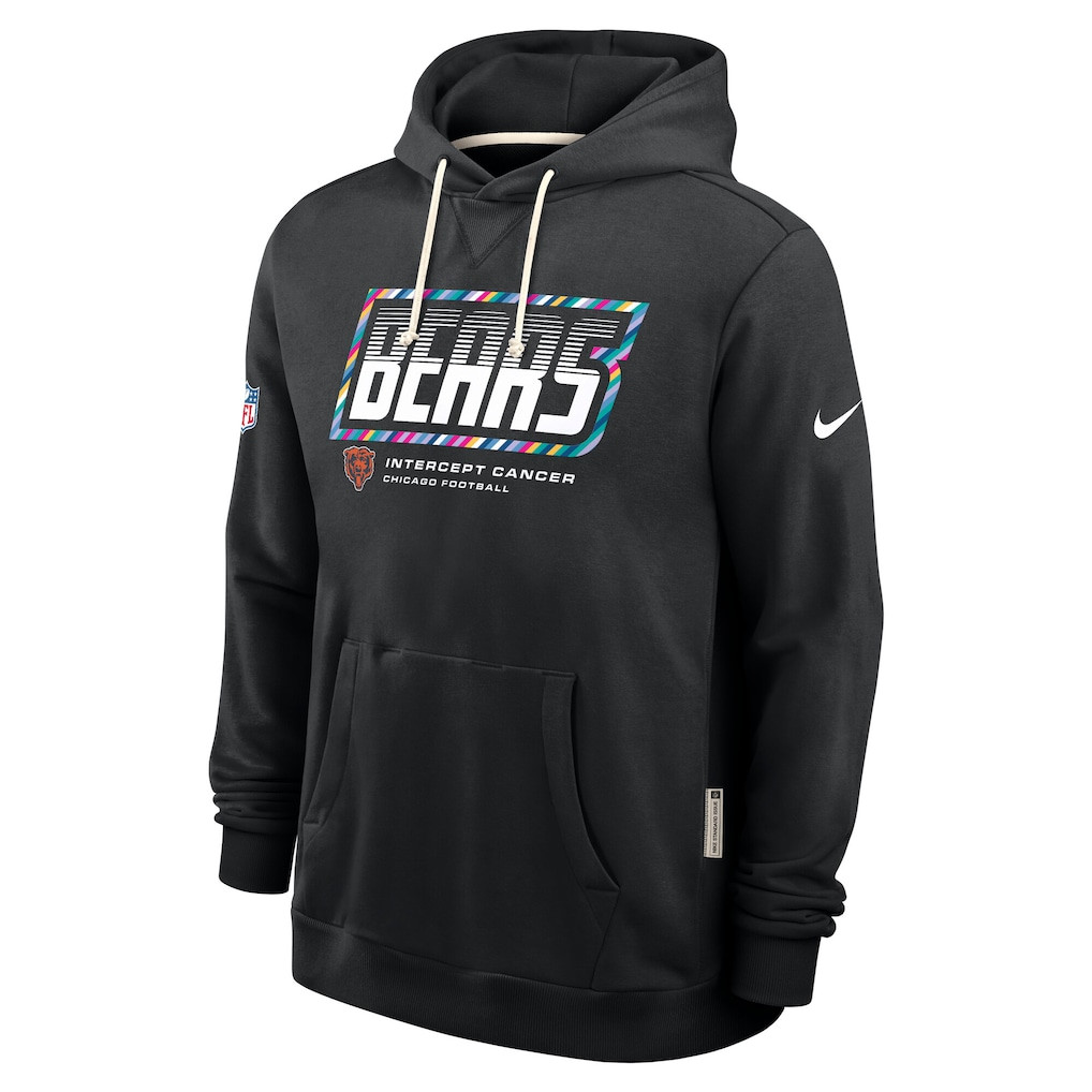 Men\'s Nike Chicago Bears NFL Intercept Cancer Black Pullover Hoodie Dri-FIT