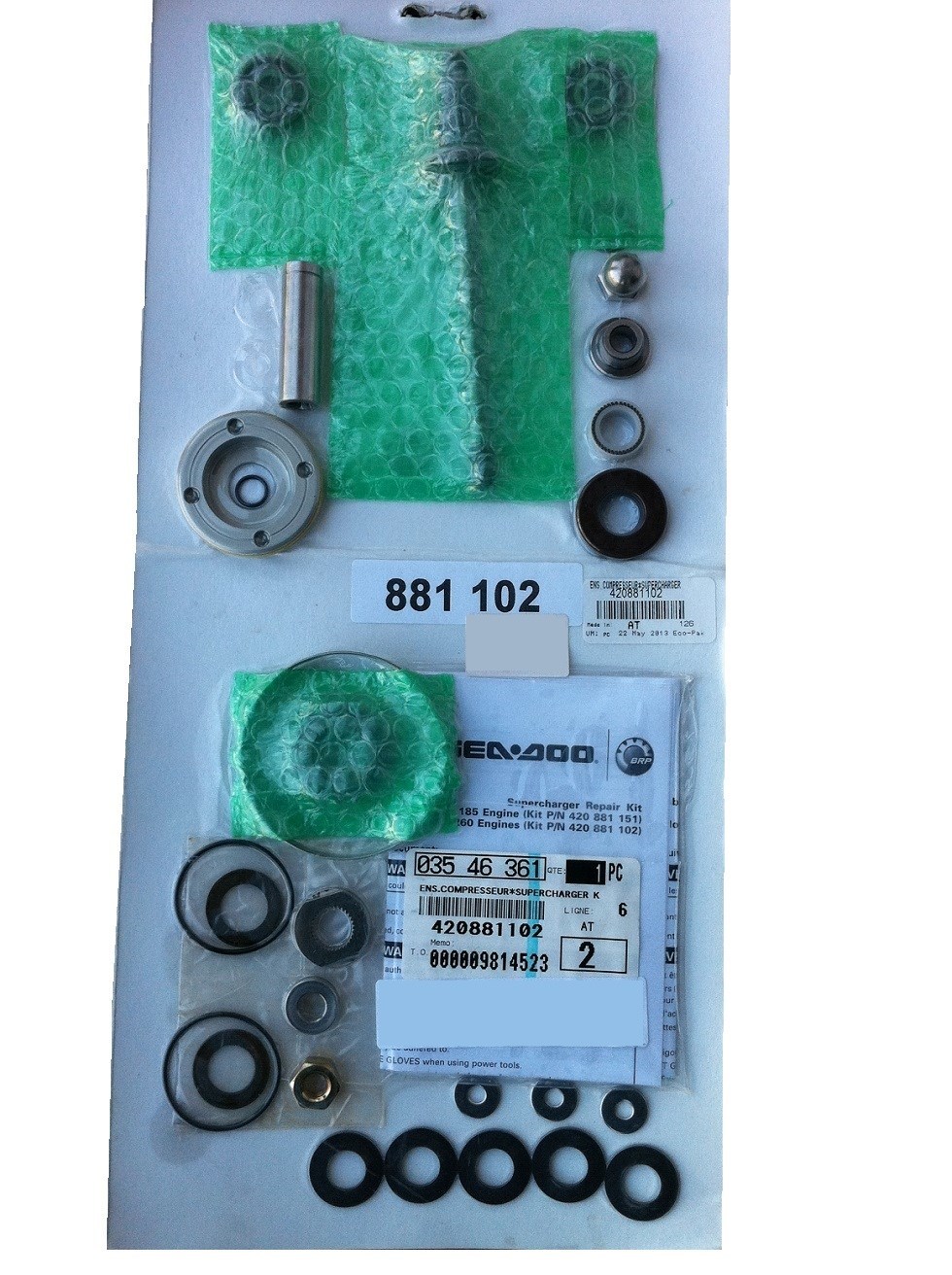Sea Doo OEM BRP 215/255/260HP Supercharger Rebuild Kit RXT RXP GTX 420881102