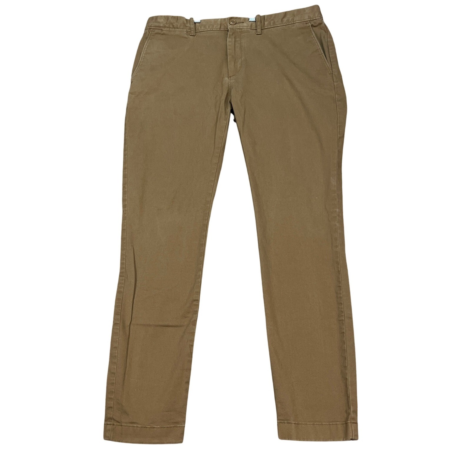 J.Crew Re-Imagined Pants Men 34x32 Brown Chino Slim Flat Front Stretch Twill EUC