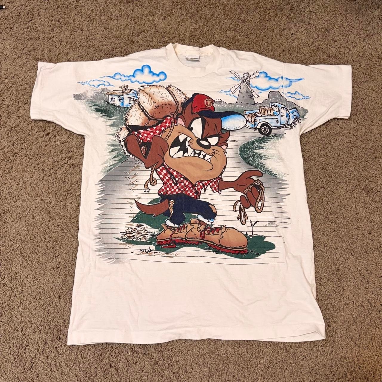 Vintage 90s Looney Tunes Taz Tasmanian Devil Graphic Tee White XL Rare