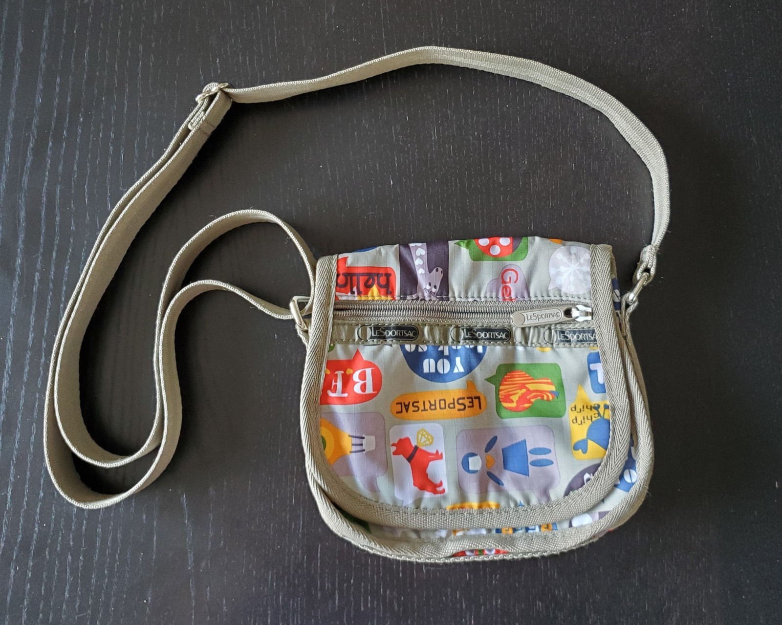 LeSportsac Sweet Talk Mini Crossbody Flap Bag Pop Art Cartoon Nylon Travel
