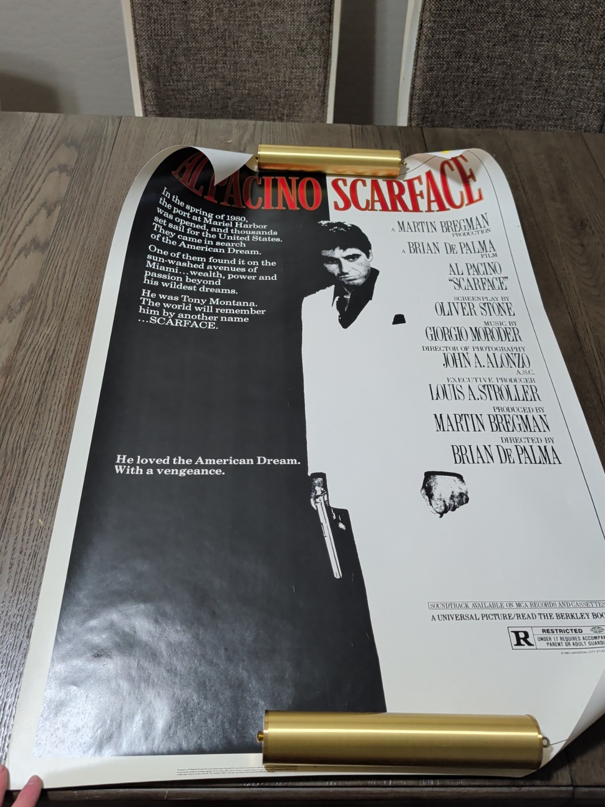 SCARFACE ROLLED 27X40 MOVIE POSTER 1983 AL PACINO MICHELLE PFEIFFER MOBSTER SCARFACE ROLLED 27X40 MOVIE POSTER 1983 AL PACINO MICHELLE PFEIFFER MOBSTER