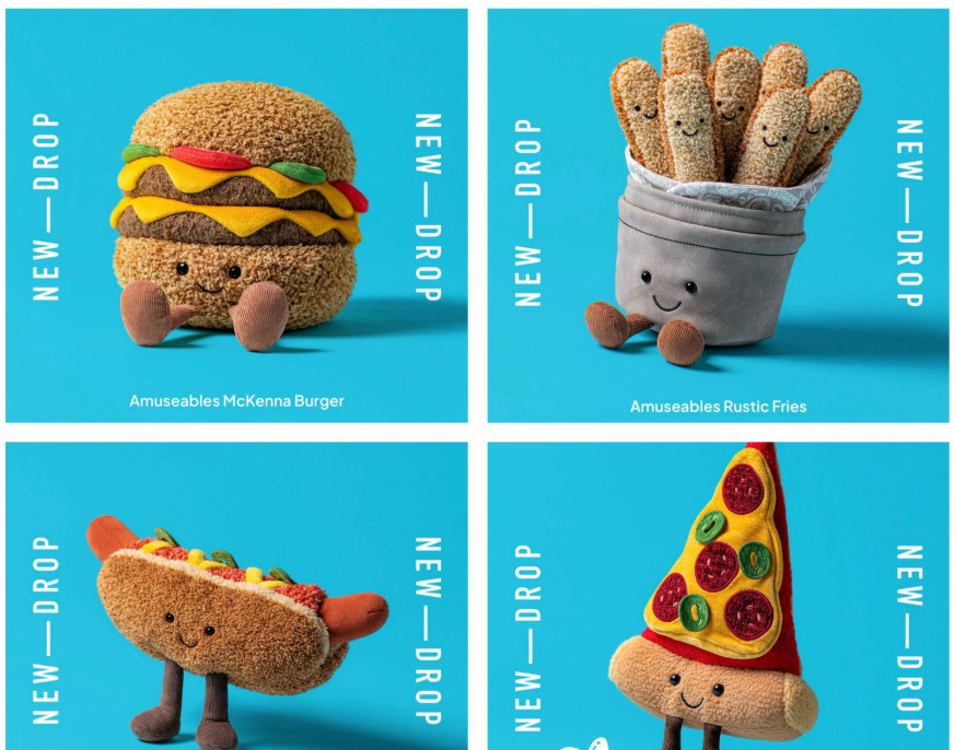 NYC Jellycat Exclusives - Pizza Burger Fries Hot Dog - Full Set with Pins