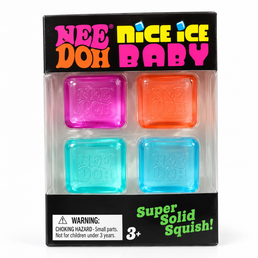 🧊 NeeDoh Nice Ice Baby 4-Pack Mini Cubes | Authentic Squishy Fidget Toy ✨