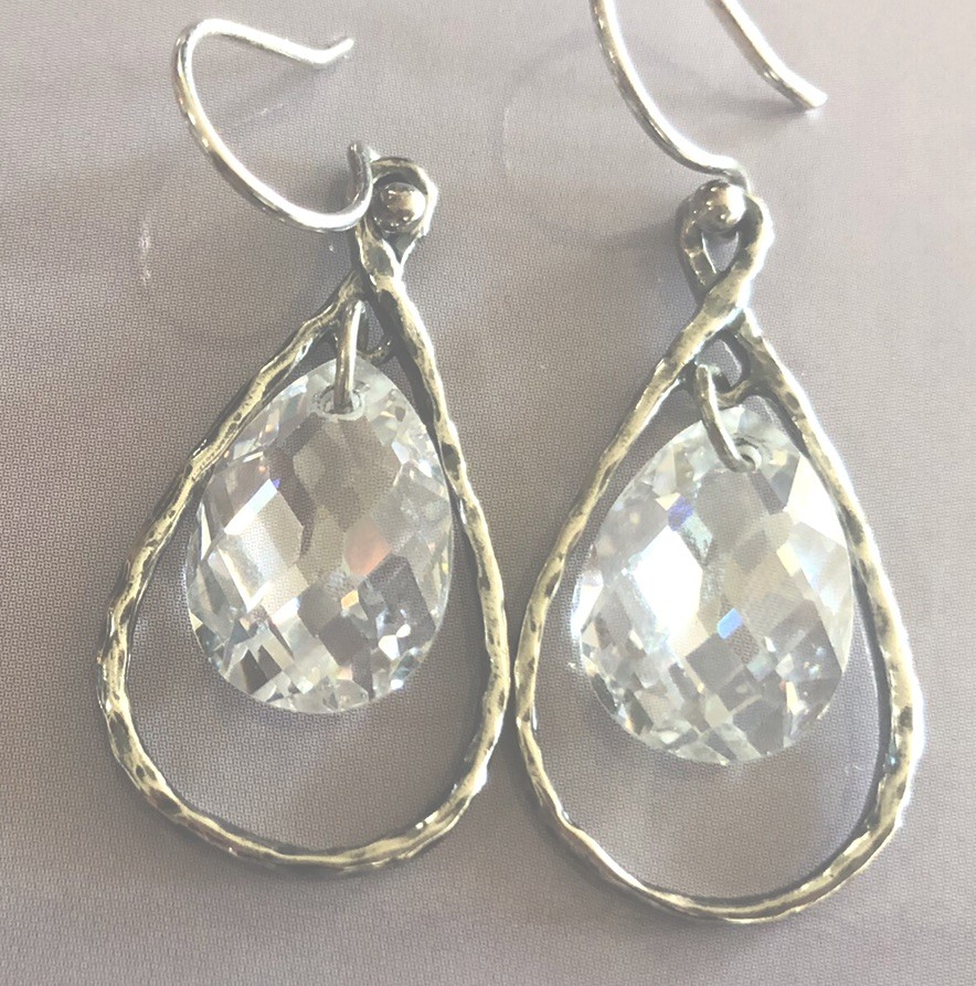 SILPADA Harbor Lights Earrings Cubic Zirconia Sterling Silver 1.5” Long W2284 C