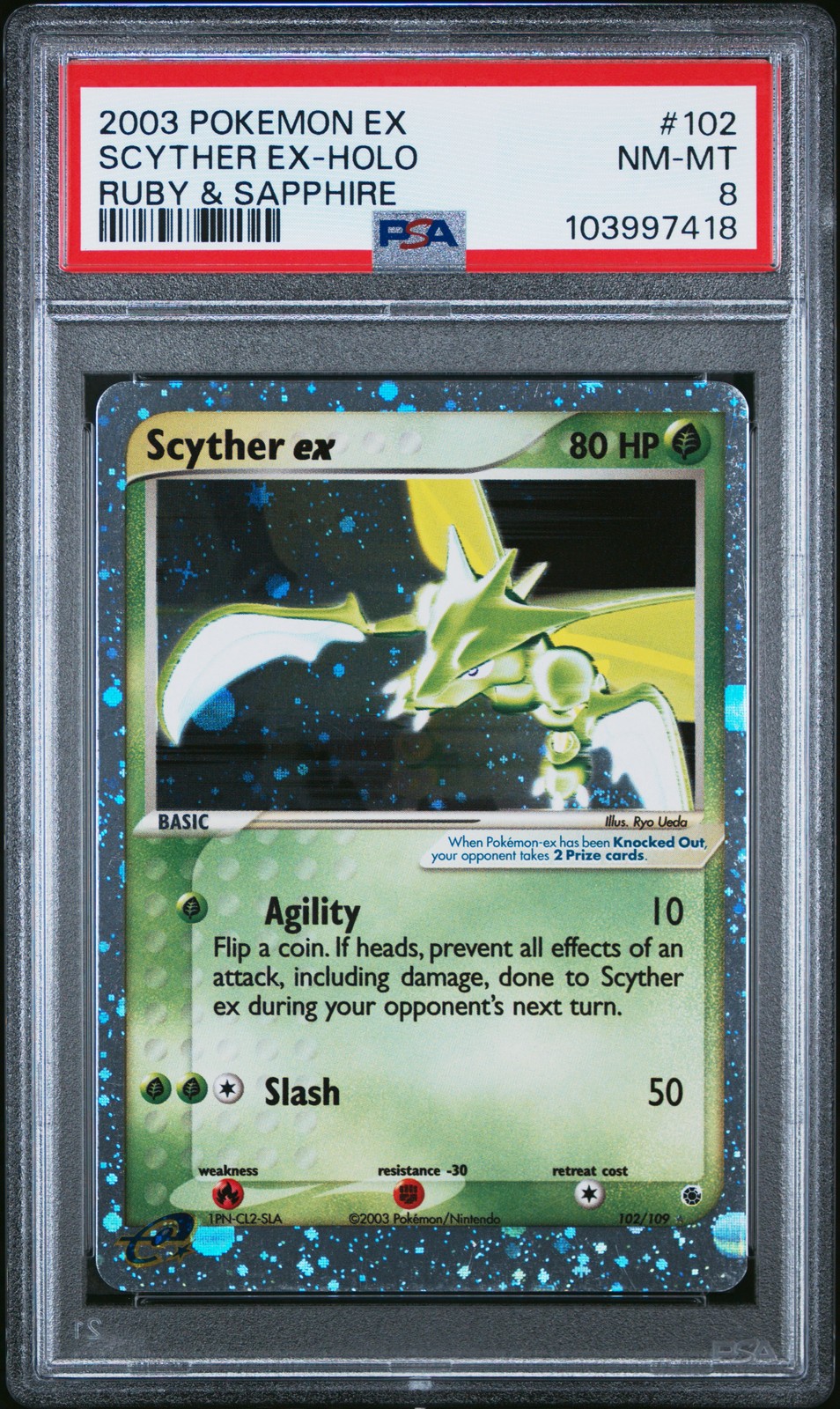 Scyther ex 102 - Ruby and Sapphire Pokemon 2003