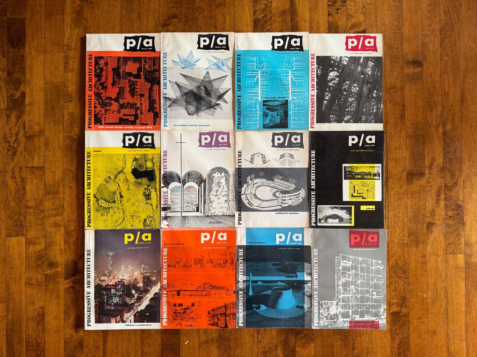 1958 Progressive Architecture Collectible Magazines - FULL YEAR