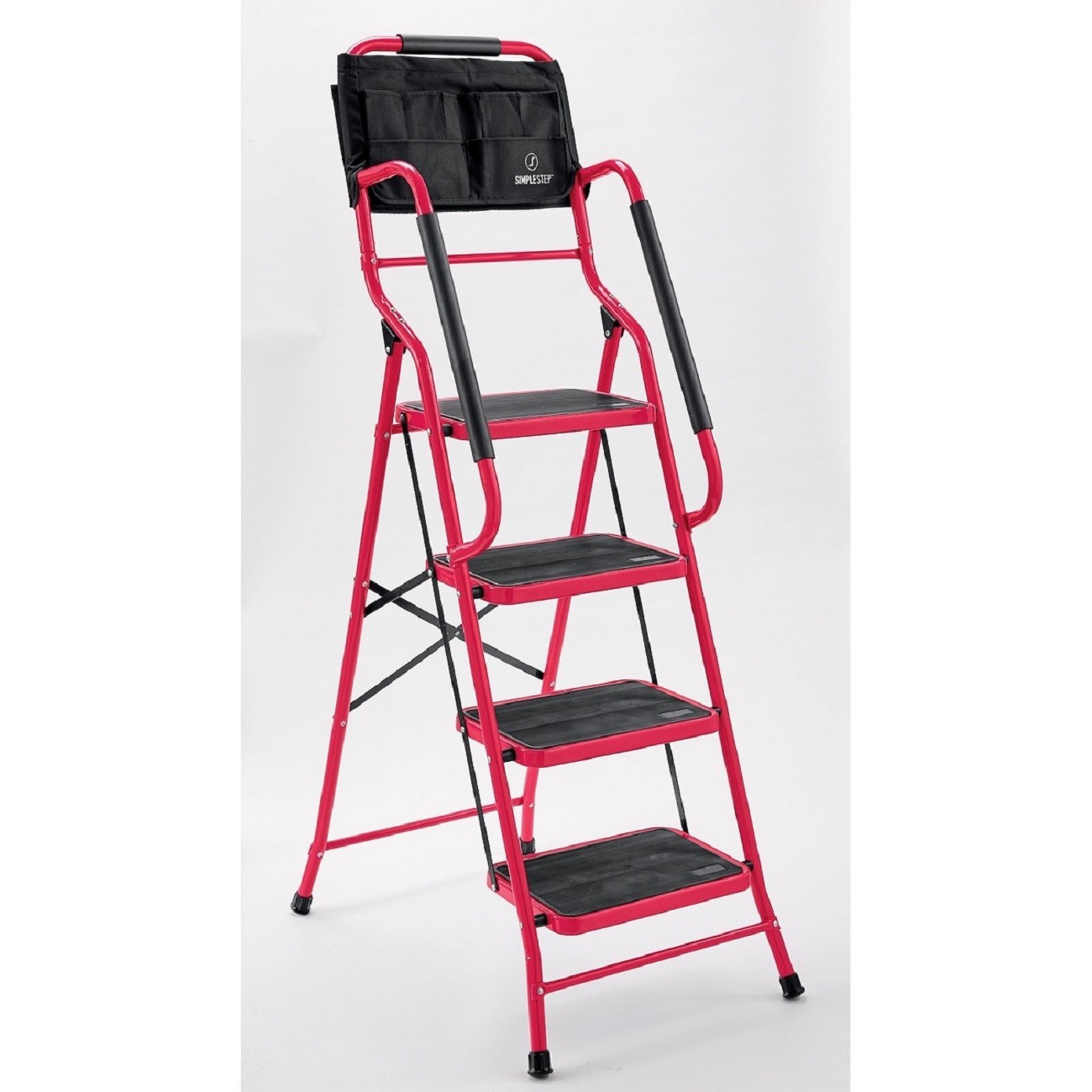 NEW 4-Step Safety Ladder with Tool Tote and Non-Slip Steps - NEW 4-Step Safety Ladder with Tool Tote and Non-Slip Steps -