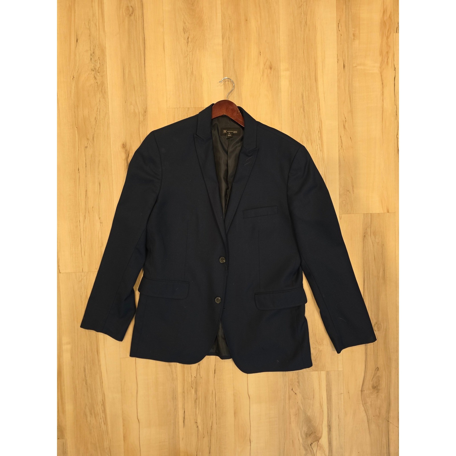 INC International Concepts Mens Slim Fit Blazer Navy Blue Sport Coat Large