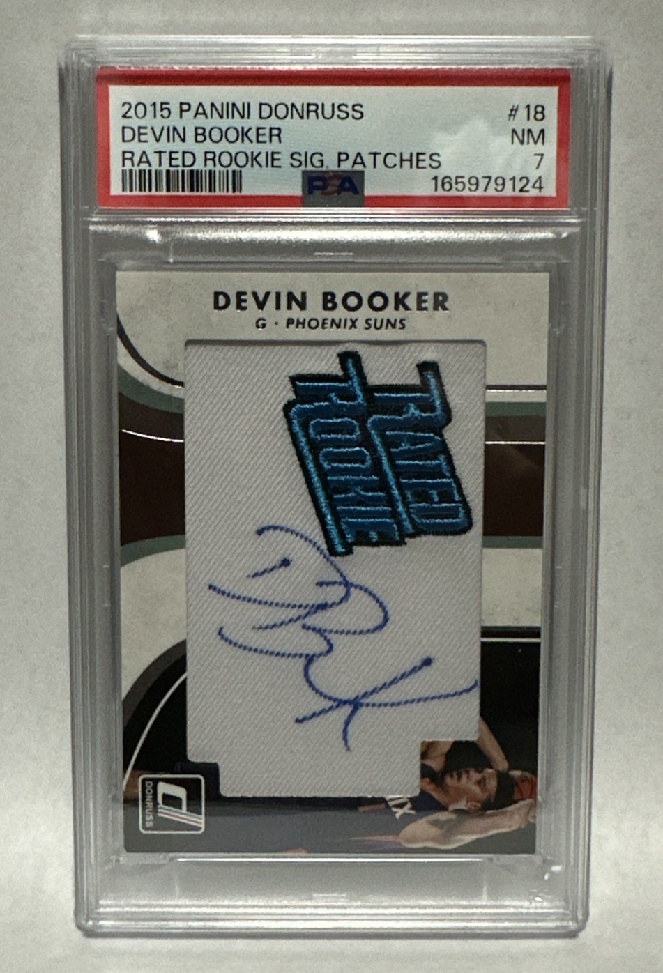 2015-16 Panini Donruss Rated Rookie Signature Patches Devin Booker #18 (AU, RC)