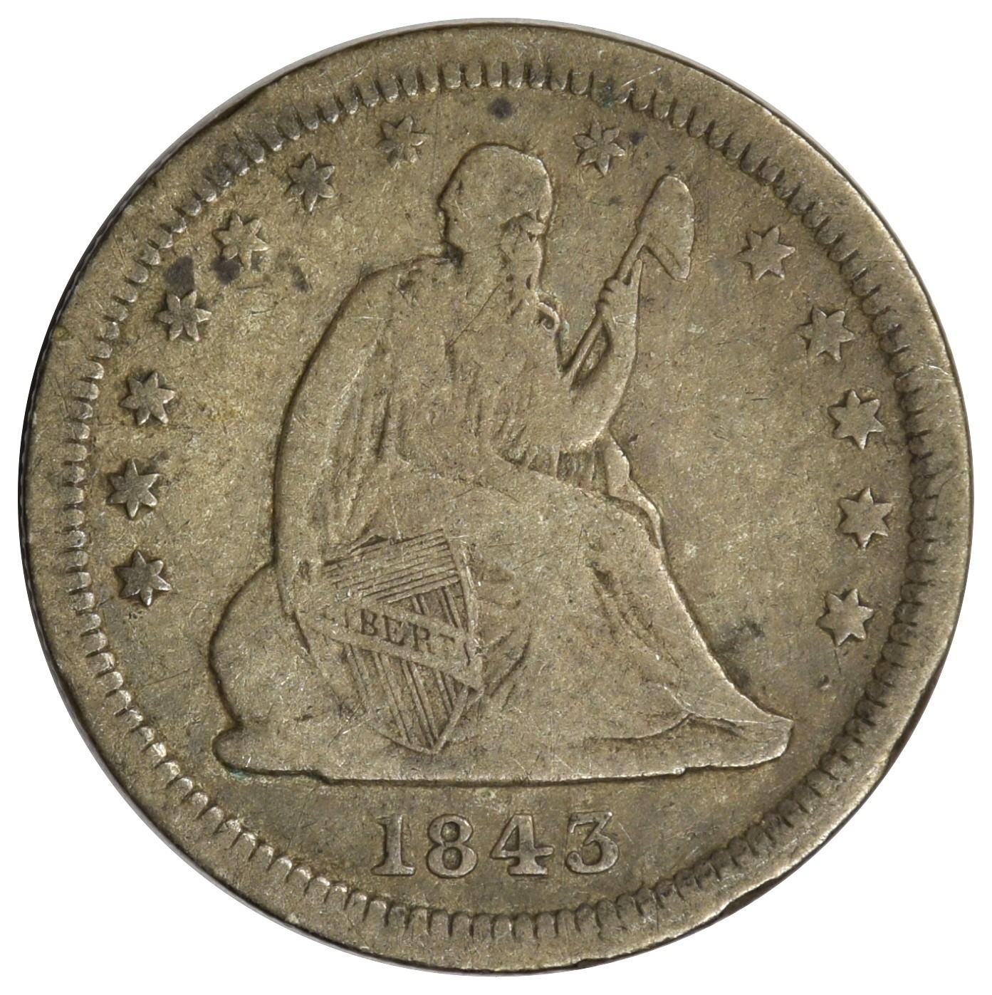1843-O SEATED LIBERTY QUARTER ~ NICE AND ORIGINAL FINE 1843-O SEATED LIBERTY QUARTER ~ NICE AND ORIGINAL FINE
