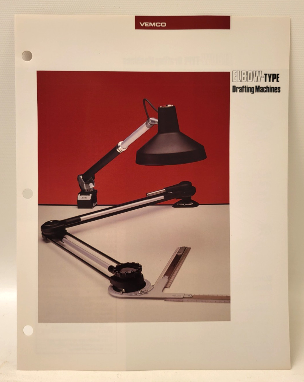 1990 Vtg. Vemco Elbow-Type Drafting Machine 4100 2100 3500 Bifold Sales Brochure