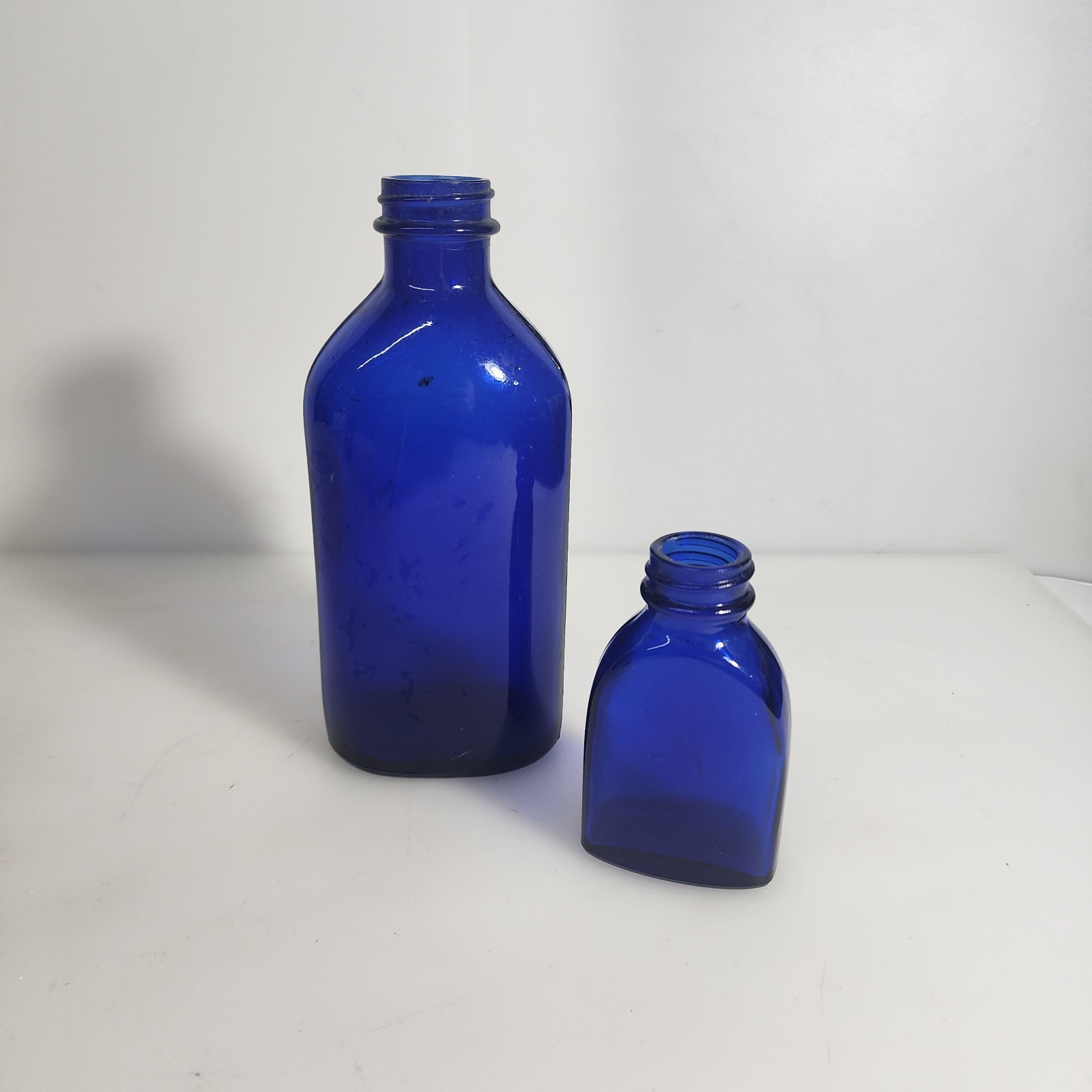 2 Vintage Cobalt Blue Genuine Phillips Glass Bottles Bud Vases