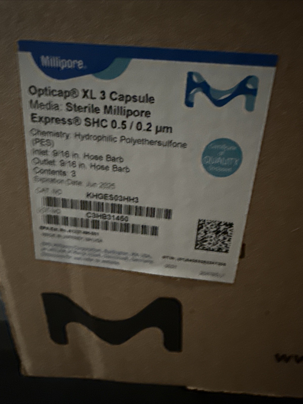 Millipore Opticap Sterile XL 3 Express Capsule KHGES03HH3 - Expired