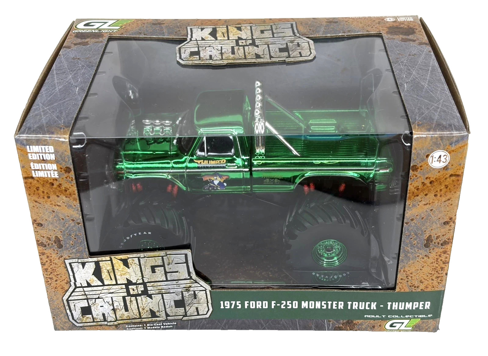 Chase Greenlight Kings of Crunch 1975 Ford F-250 Monster Truck-Thumper 1/43 Chase Greenlight Kings of Crunch 1975 Ford F-250 Monster Truck-Thumper 1/43