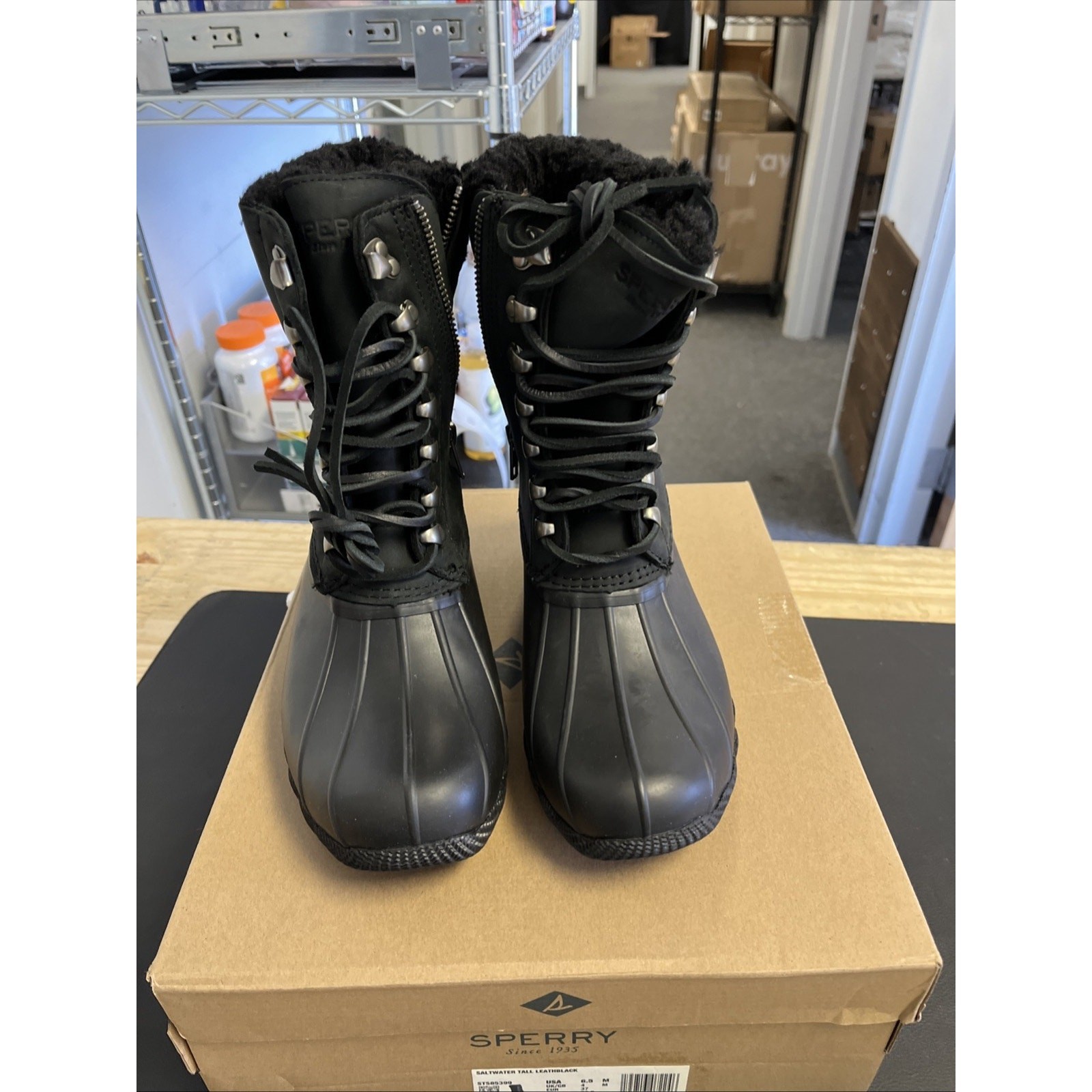 SPERRY SALTWATER Winter Boots Black New 6.5