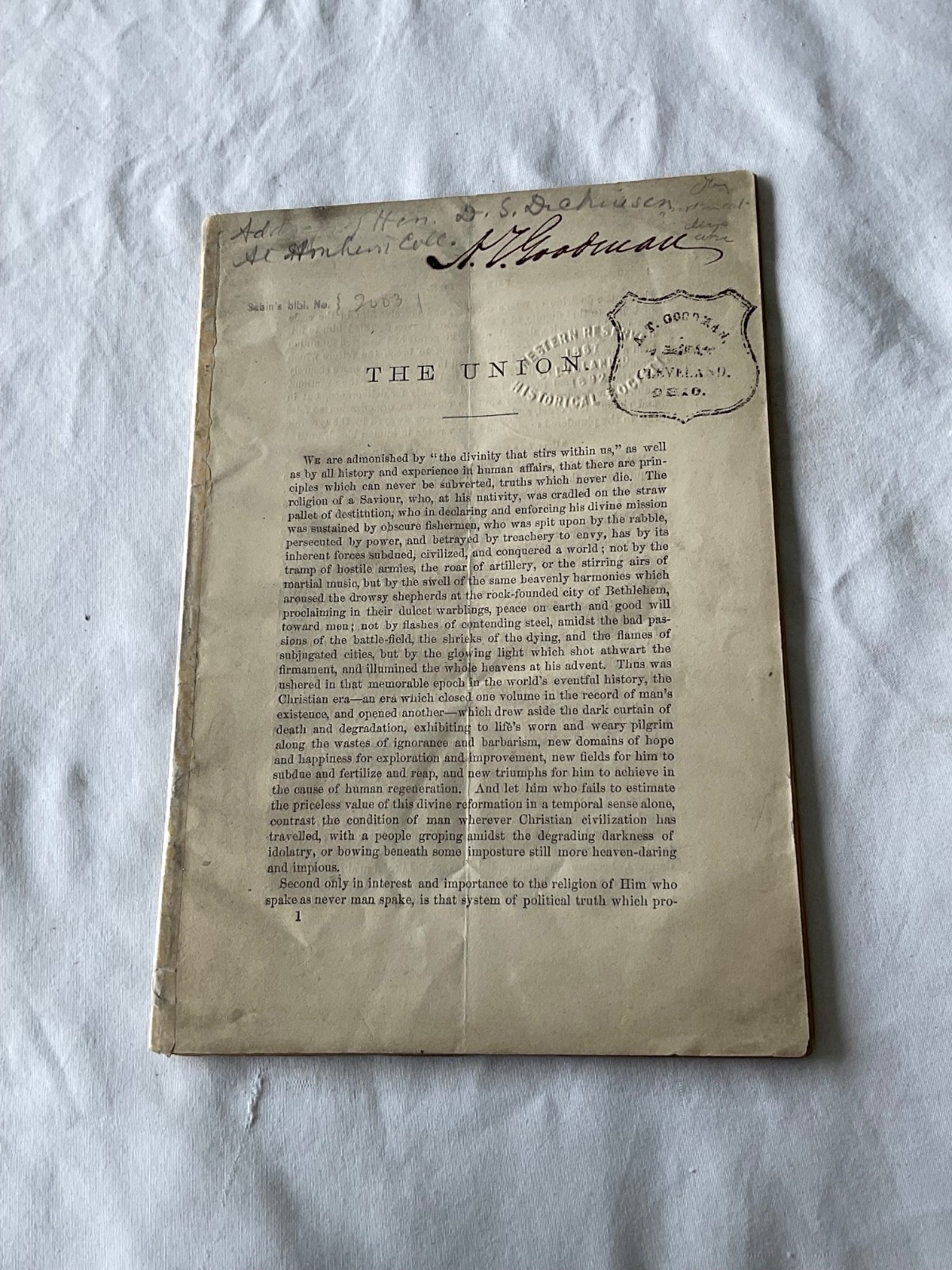 CIVIL WAR IMPRINT CLEVELAND OHIO 1863, WAR PUBLICATIONS BY DANIEL DICKERSON CIVIL WAR IMPRINT CLEVELAND OHIO 1863, WAR PUBLICATIONS BY DANIEL DICKERSON