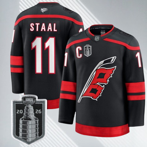Men\'s Hurricanes #11 Jordan Staal 2026 Stanley Cup Black Jersey All Stitched