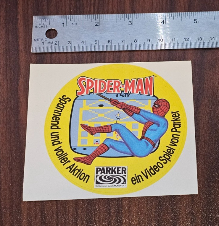 Vintage 1980s Atari 2600 store promo sticker Parker Spiderman 5200 7800 decal Vintage 1980s Atari 2600 store promo sticker Parker Spiderman 5200 7800 decal