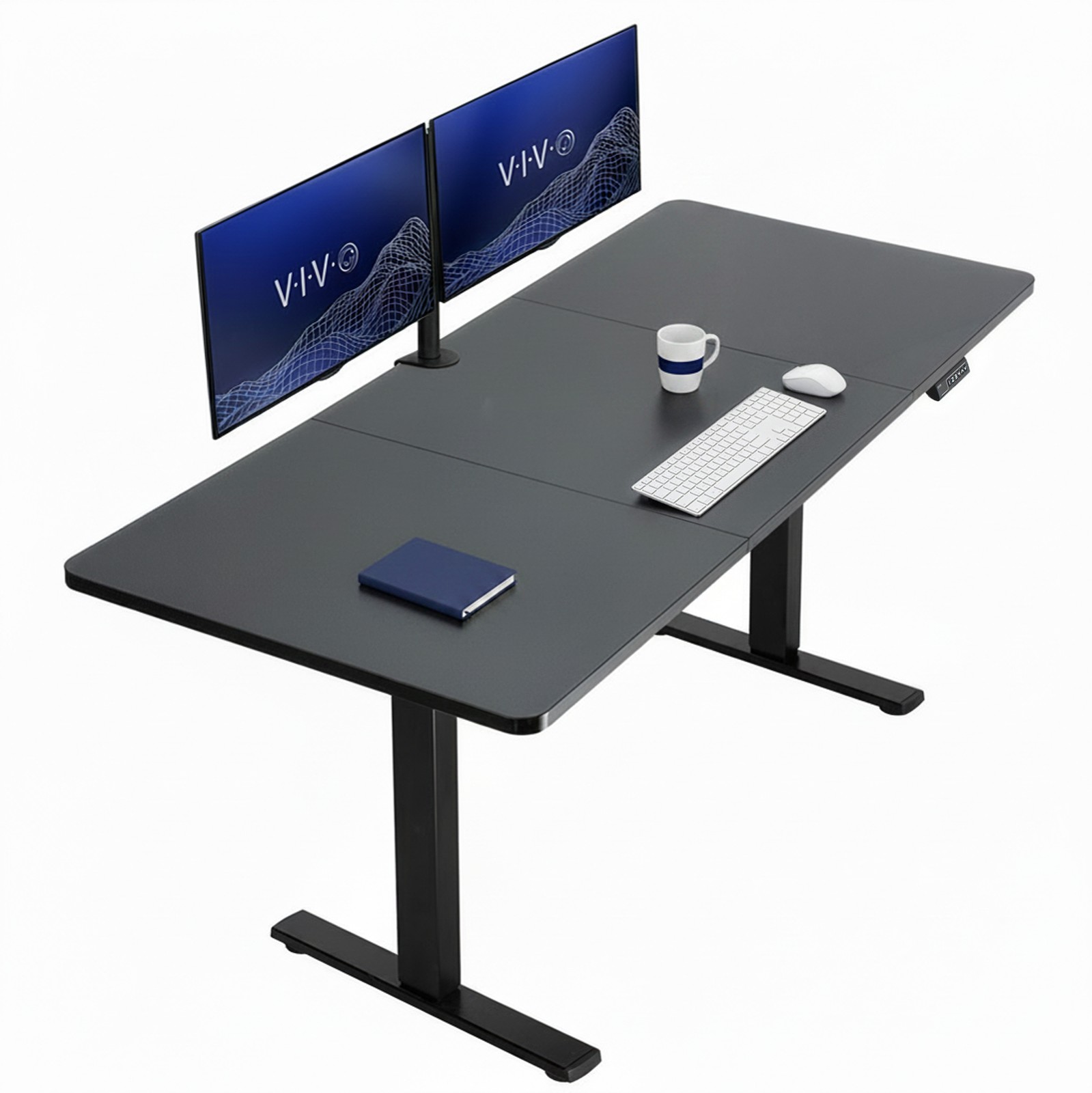 VIVO Electric 71” x 30” Stand Up Desk Workstation, Black Table Top, Black Frame