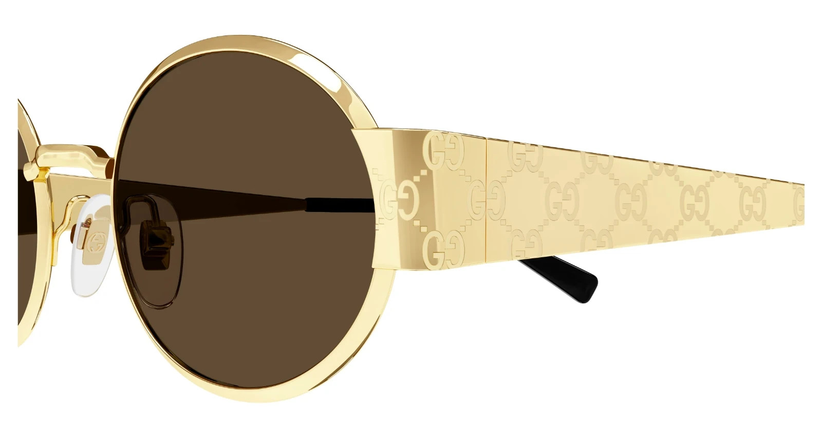 Gucci GG1854S 005 Gold Round Sunglasses Monogram Temple NEW