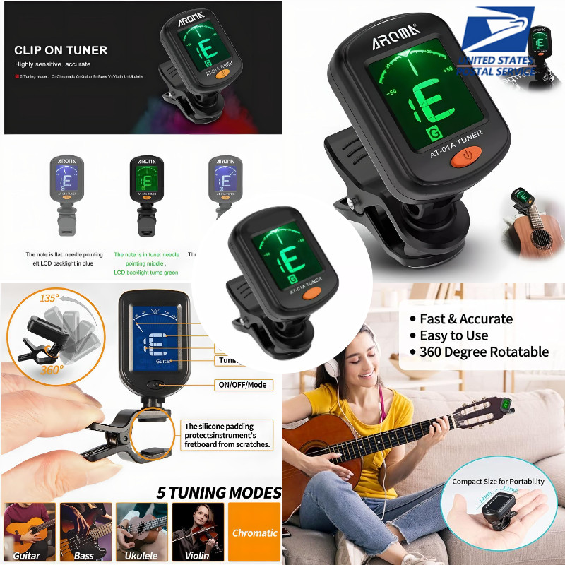 LCD Clip on Chromatic Electric Acoustic Guitar Bass Ukulele Banjo Violin Tuner
