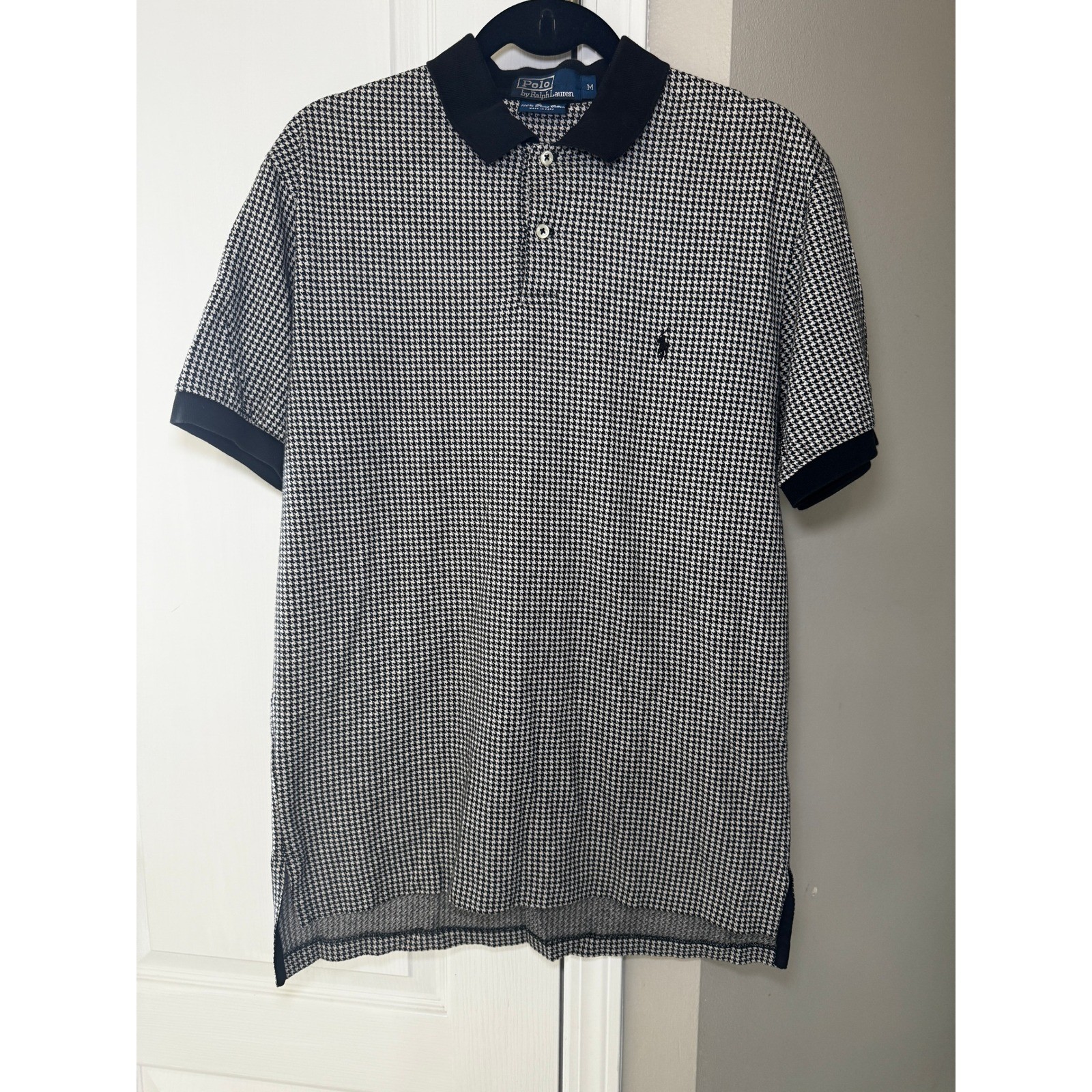 Vintage Polo Ralph Lauren Houndstooth Y2K Pima Cotton Polo Shirt Mens Medium