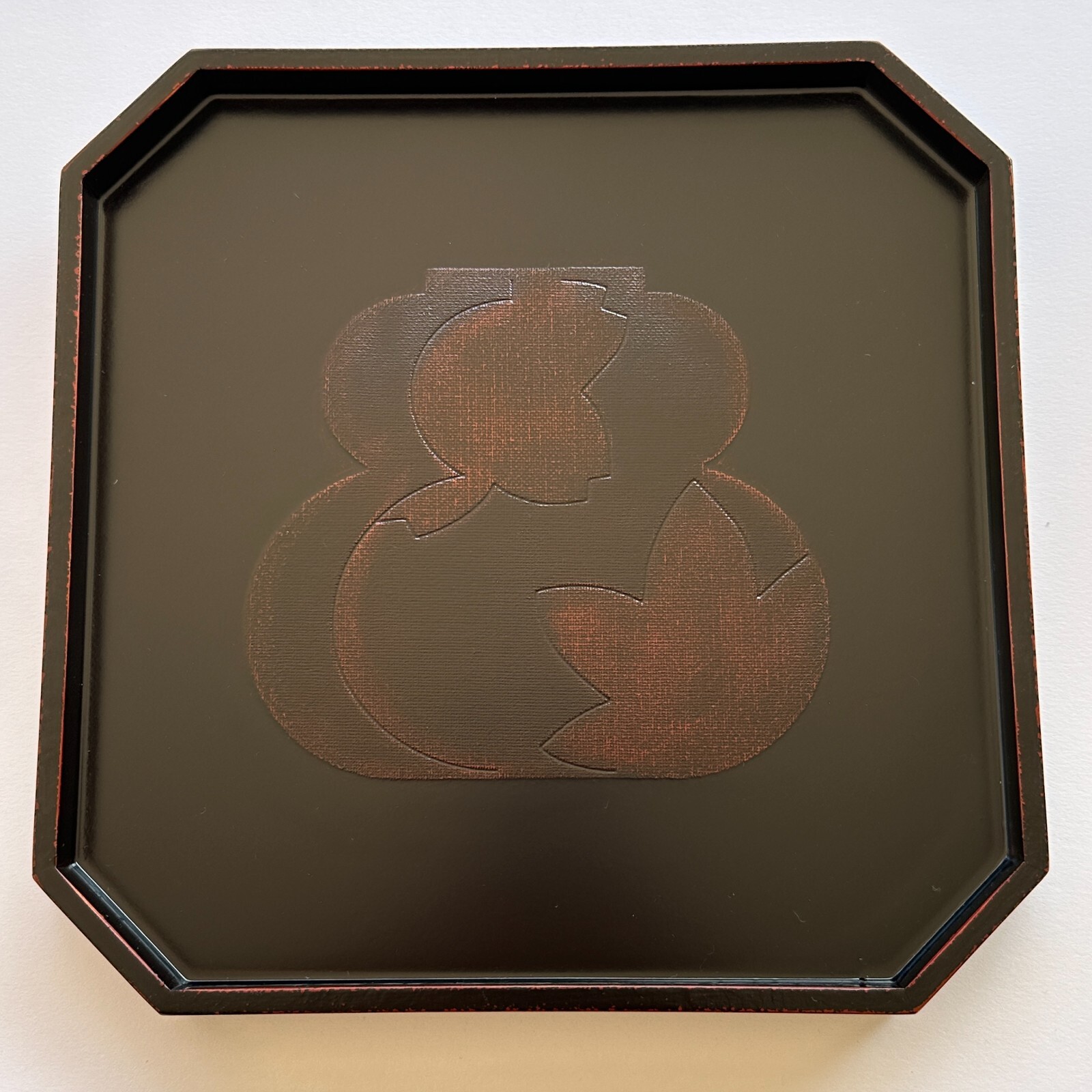 Echizen Lacquerware Tray Japanese Maple Leaf Wooden Octogon Shape Sushi New