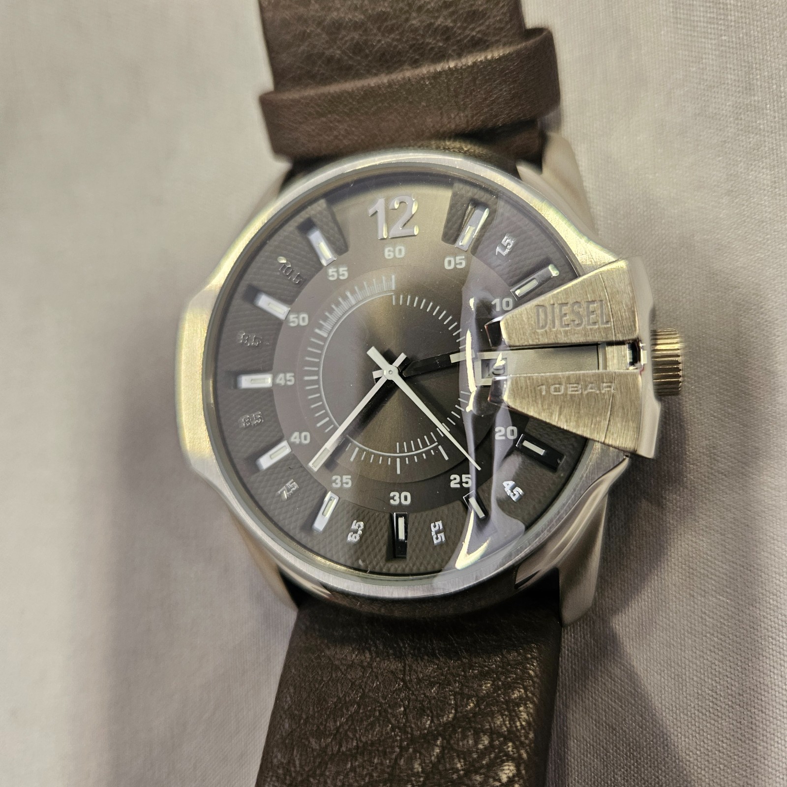 Diesel - Men's Watch Master Chief Leather Strap,Dark Brown, 45x51mm Diesel - Men's Watch Master Chief Leather Strap,Dark Brown, 45x51mm