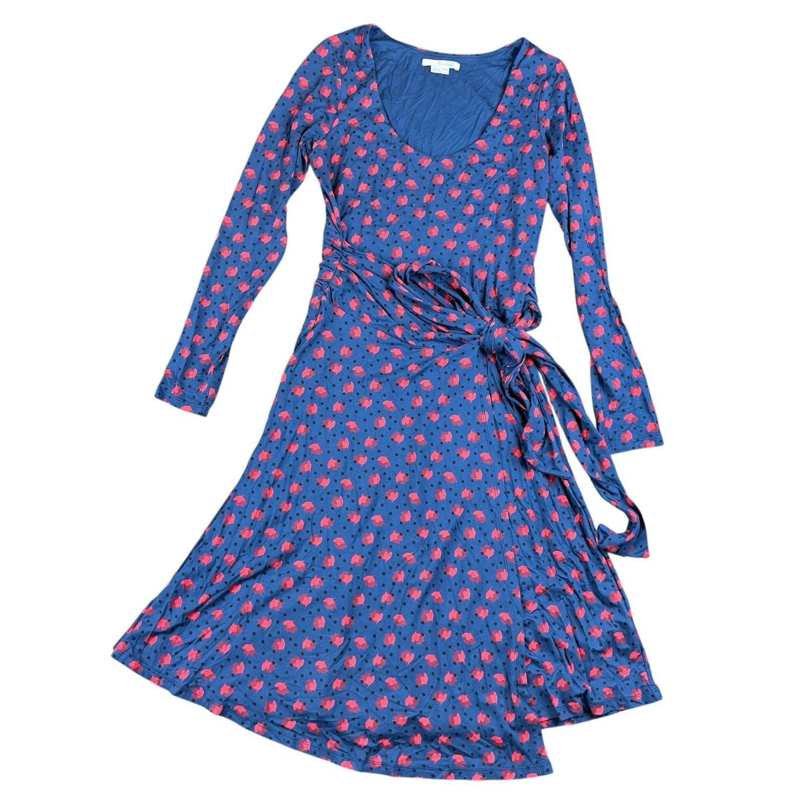 Boden Silvia Jersey Long Sleeve Faux Wrap Dress Floral Size US 6R UK 10R Boden Silvia Jersey Long Sleeve Faux Wrap Dress Floral Size US 6R UK 10R
