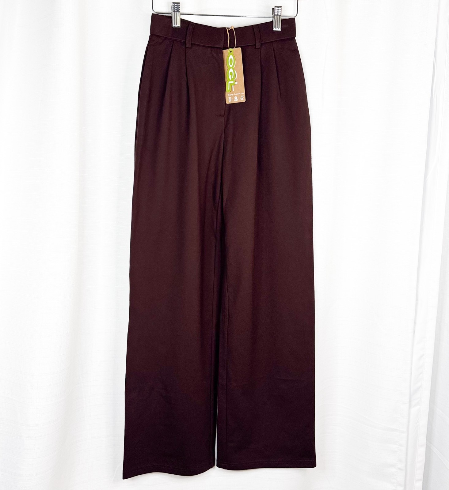 OGL Ponte-De-Roma Breezy Wide Leg Pant with Pockets Hickory Brown medium NEW