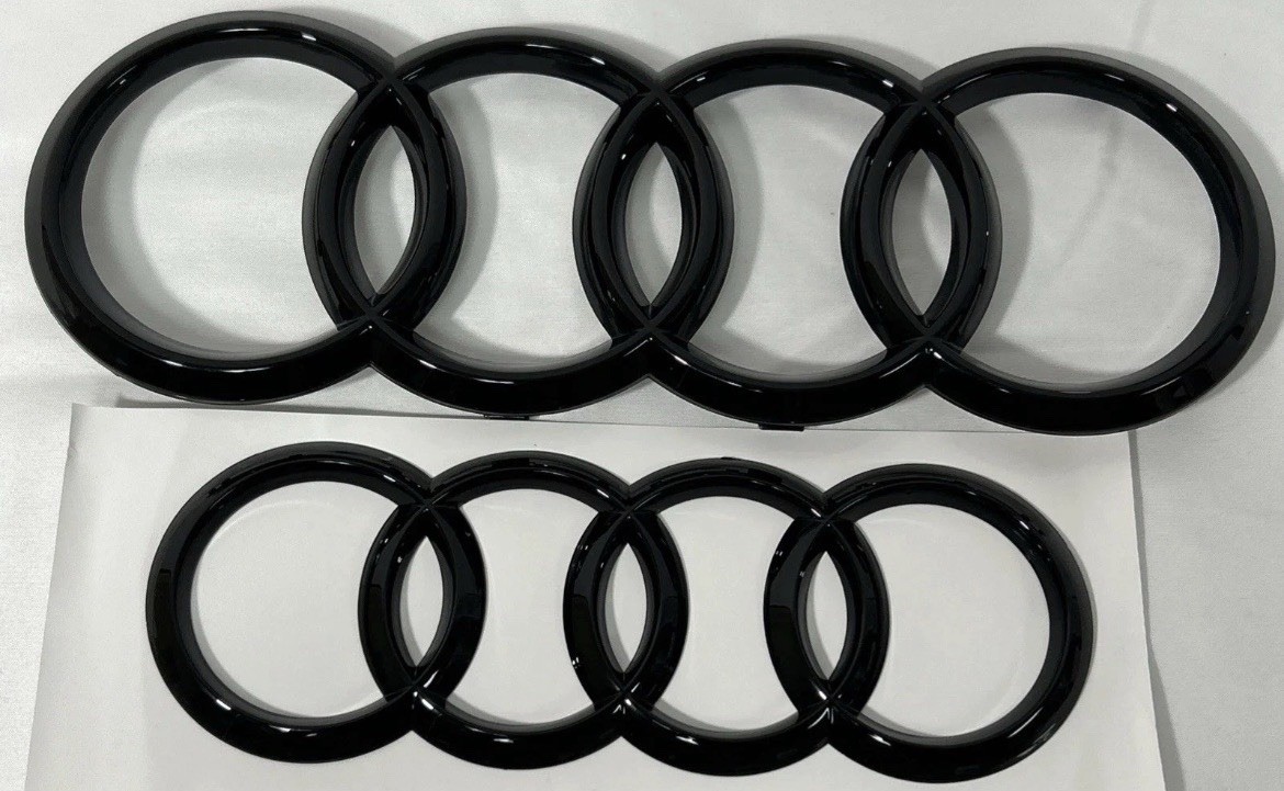 2pc AUDI Q8 Gloss Blk 4 Ring Front 282mm Diagonal Rear Ring 202mm 2018-present 2pc AUDI Q8 Gloss Blk 4 Ring Front 282mm Diagonal Rear Ring 202mm 2018-present