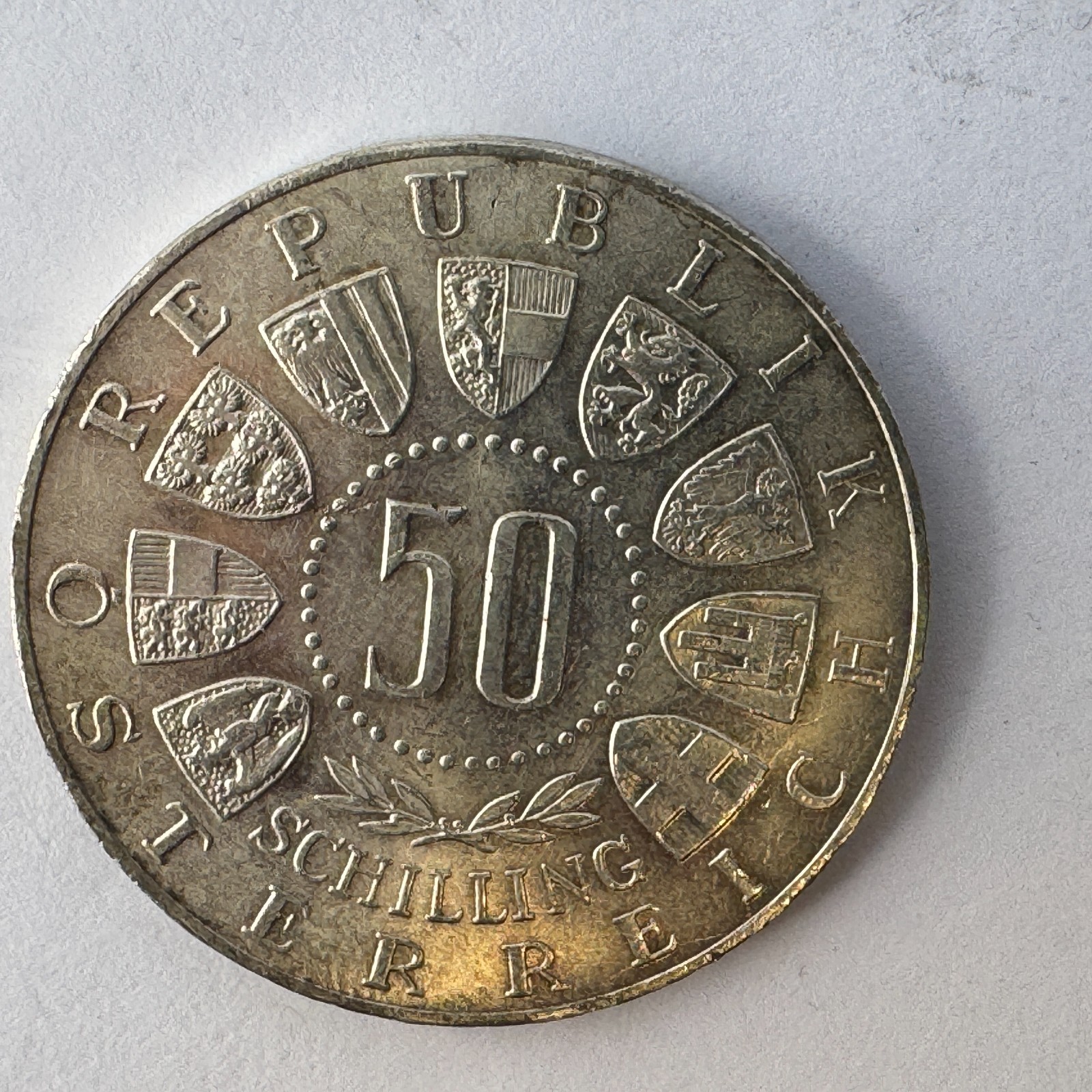 1963 Austria 50 Schilling Silver Coin – 600 Years Tyrol to Austria Commemorative