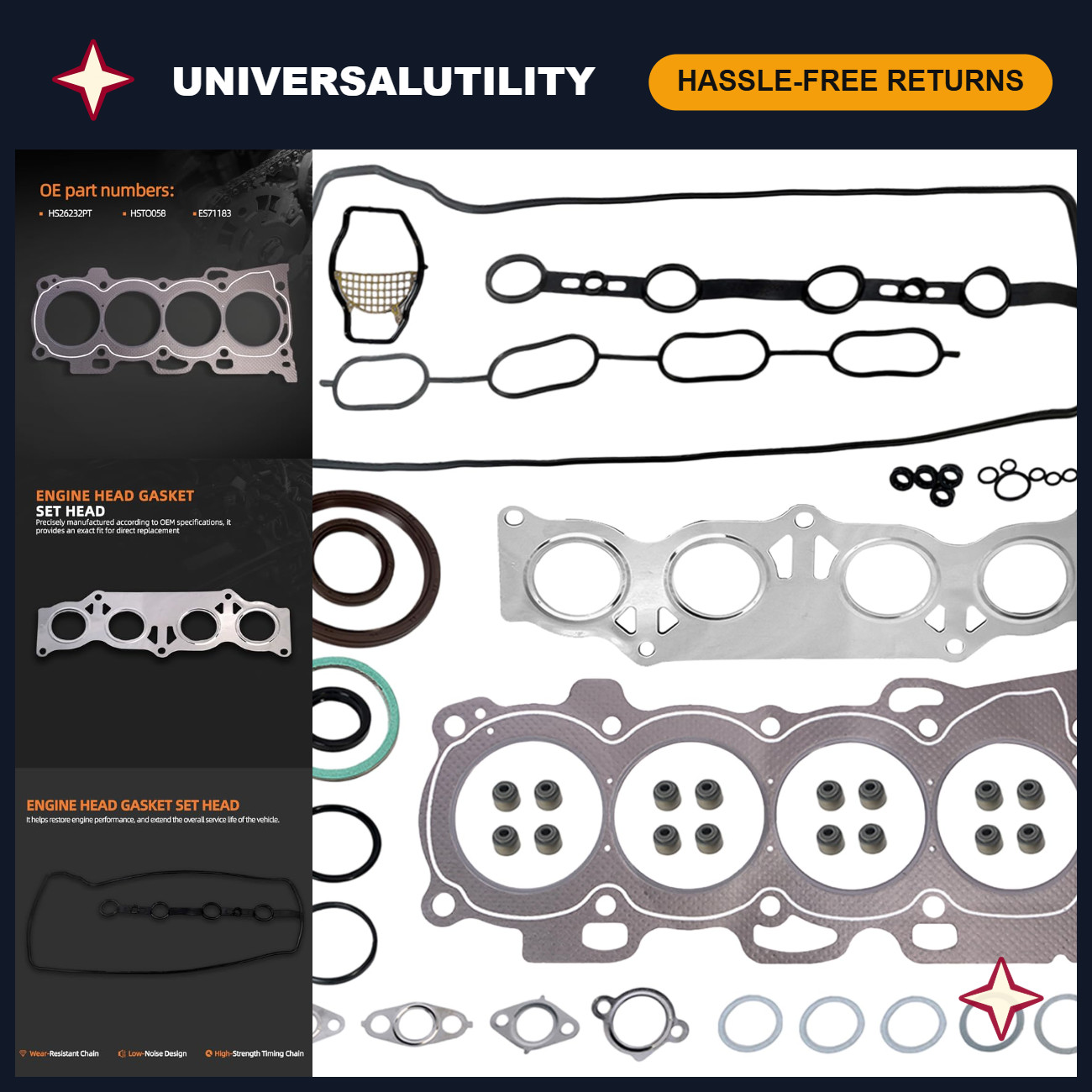 Full Cylinder Engine Gasket Kit - Graphite Fiber Head Gasket Set for 2.4L 16v DO