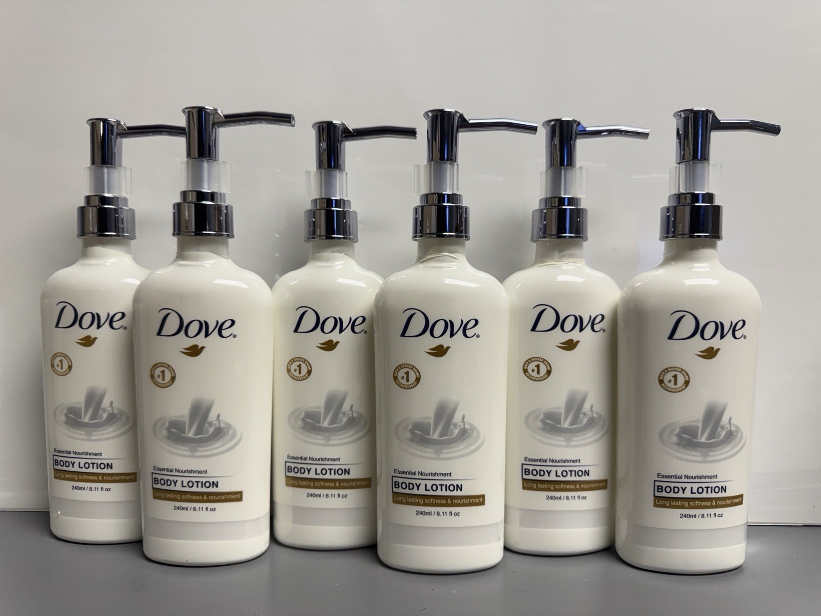 6 PACK Dove Body Care Lotion Pump Essential Nourishment Dry Skin 8oz 240ml
