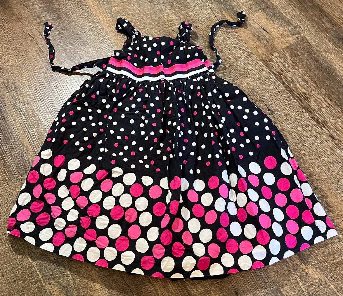 Bonnie Jean Girls Size 6 Pink White Polka Dot Party Dress Full Skirt Petticoat