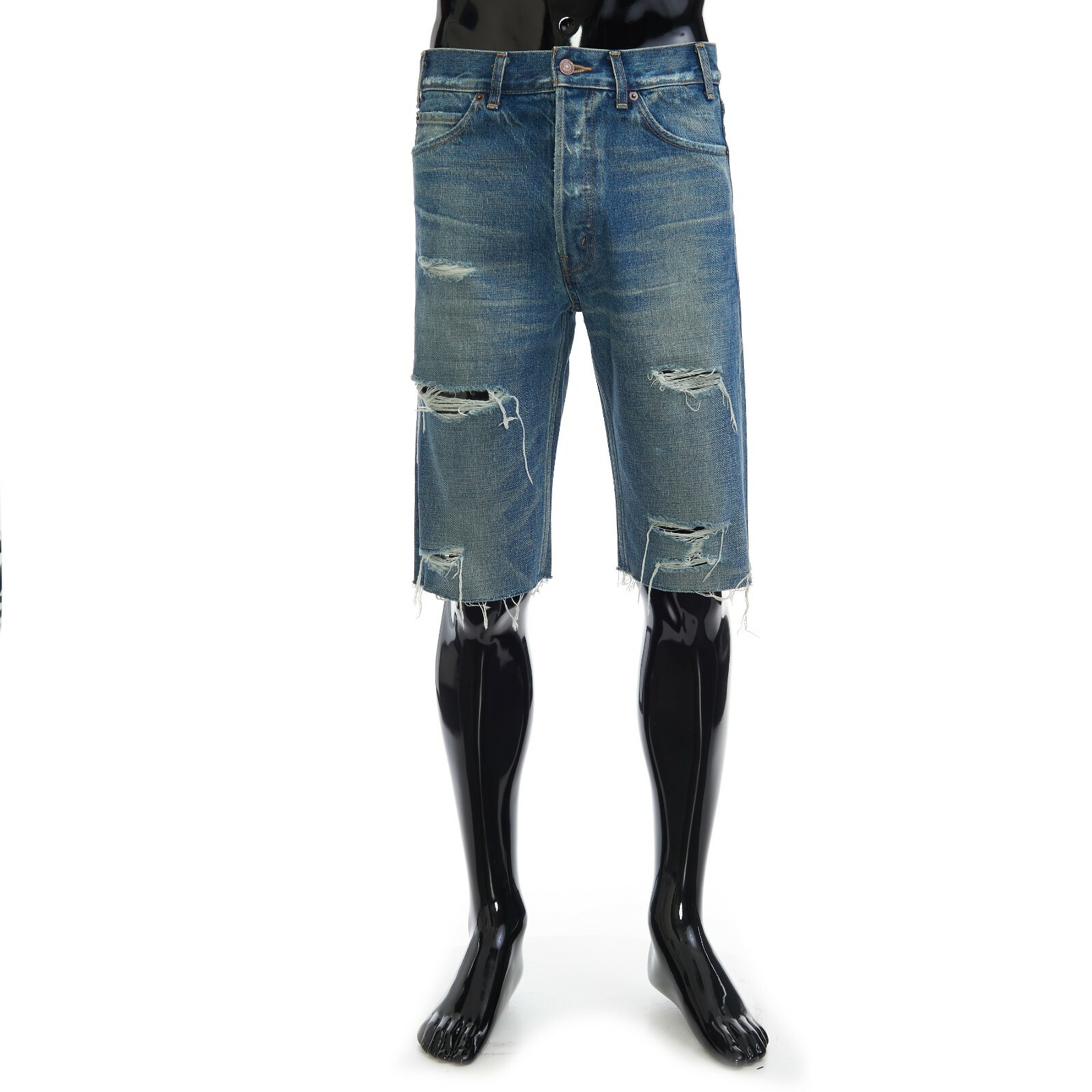 CELINE 790$ Denim Shorts - Kurt, Mid-Rise, Destroyed Thrash Wash Denim