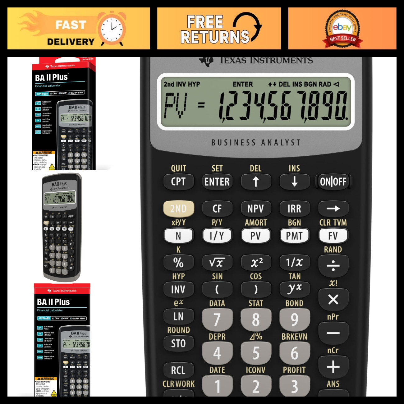 Financial Calculator for Professionals - BA II Plus, Time Value, Cash Flow, NPV