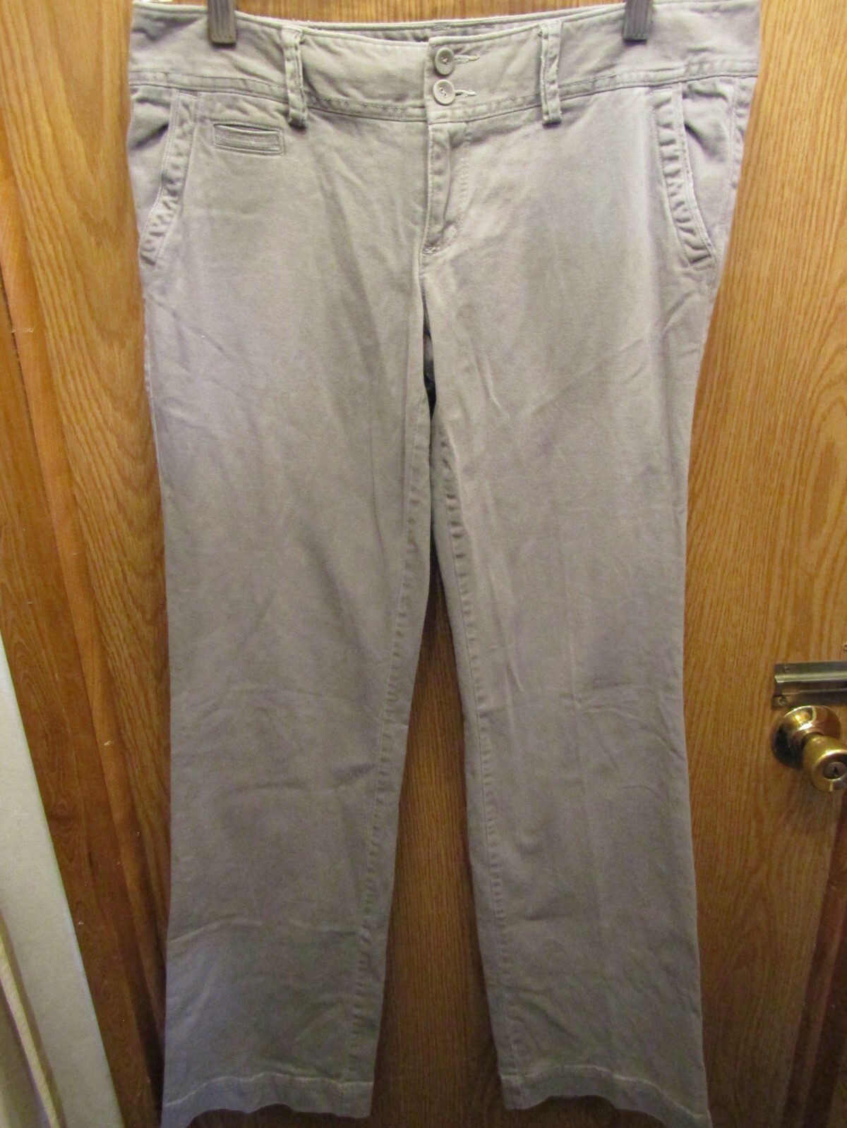 WOMENS AMERCAN EAGLE OUTFITTERS STRETCH GRAY PANTS SIZE 6 LONG INSEAM 34\