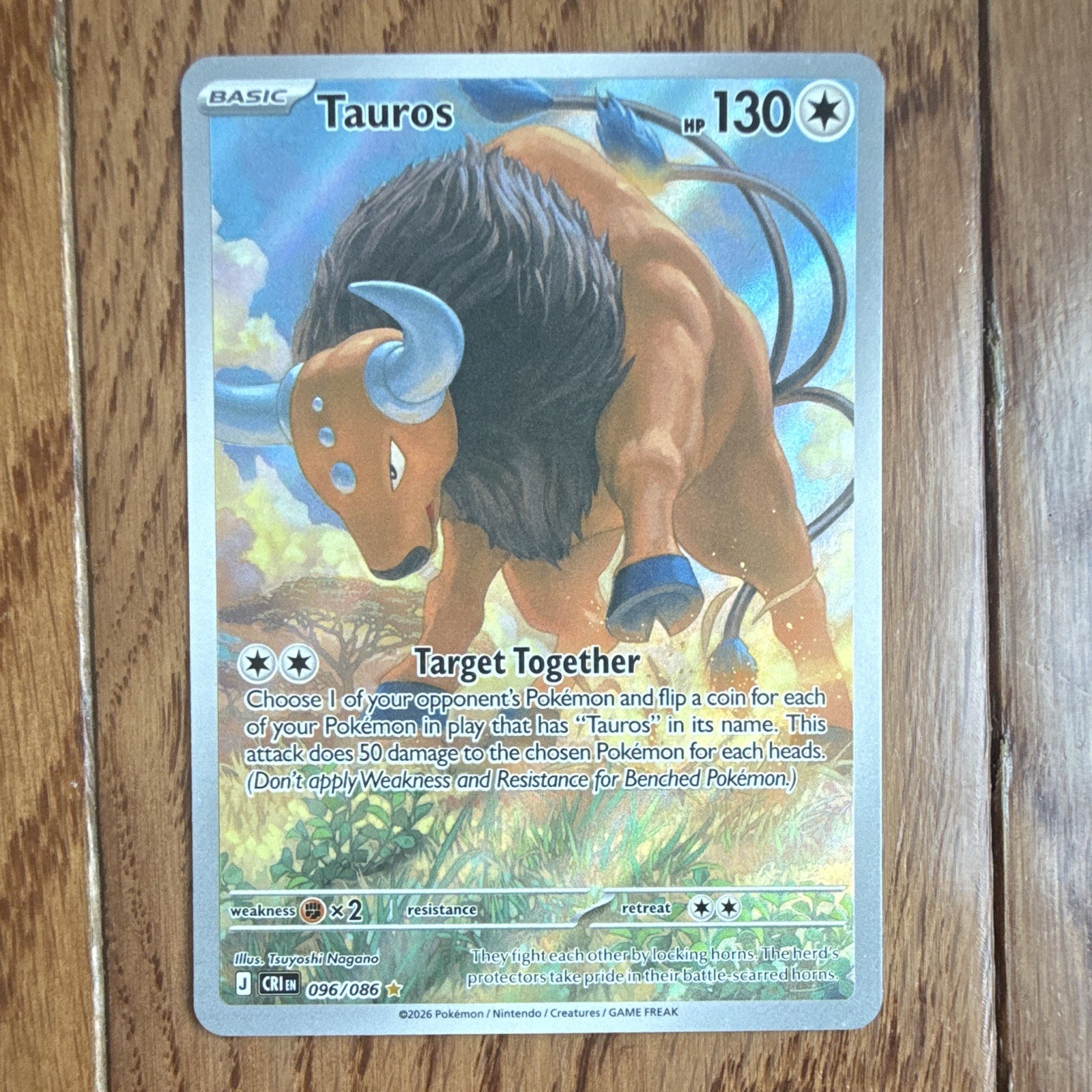 Pokemon TCG Tauros Holo Rare 096/086 Chaos Rising Basic 130 HP