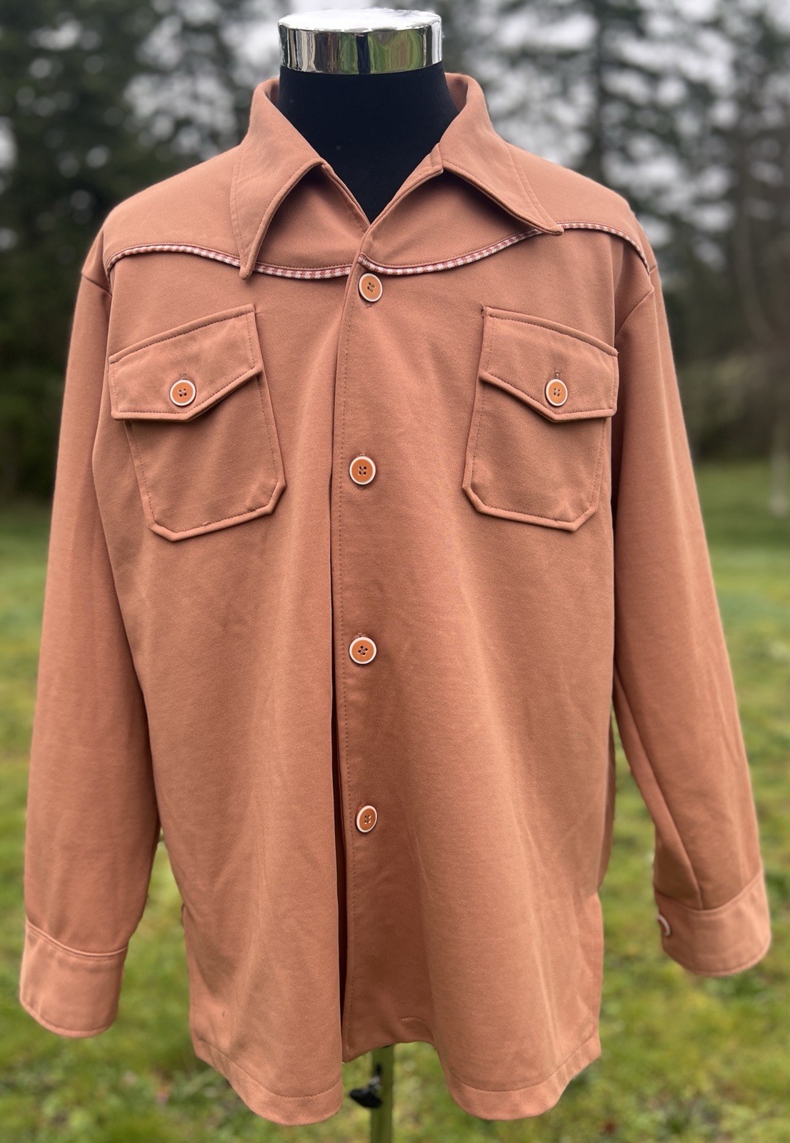 BIG YANK Shirt | Vintage 70s Button Down Long Sleeve Pockets Accents | Mens XL