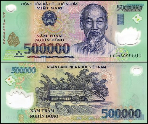 10,000,000 Vietnamese Dong 20 X 500K VND Polymer Notes + 10 Mill Bolivar FREE 