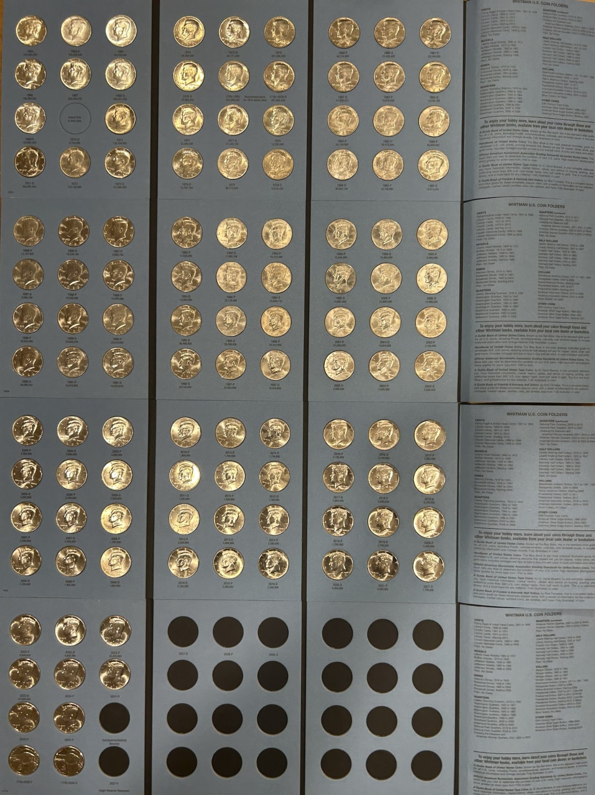 1964-2026 P&D UNCIRCULATED KENNEDY HALF DOLLAR SET (117 Coins) In New Folders