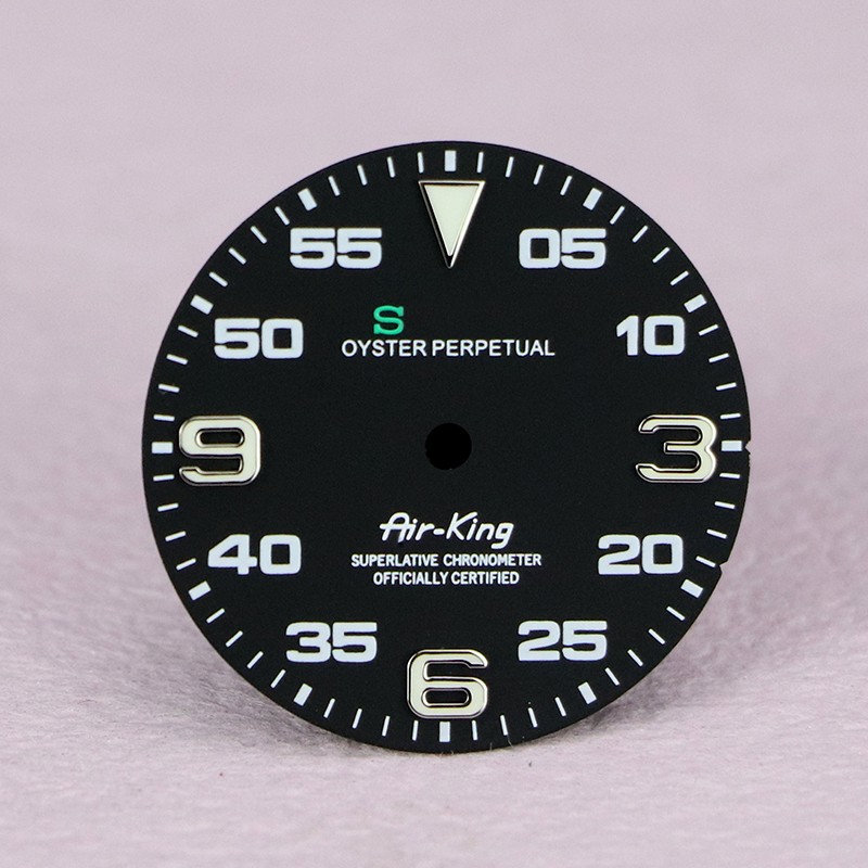 28.5mm Watch Dial Matt Black for Air-king Arabic NH35 Movenment Blue Luminous 28.5mm Watch Dial Matt Black for Air-king Arabic NH35 Movenment Blue Luminous