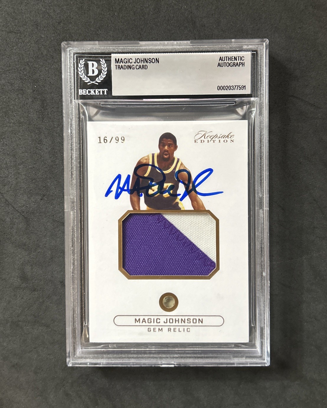 2024-25 Keepsake Gem Relic Magic Johnson On Card BGS Authentic Auto /99